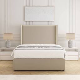 "BSSPOKE Austin Divan Bed Plush 54"" Headboard 2Drawers Footend & No Mattress in Cream - Size: Double" - thumbnail 3
