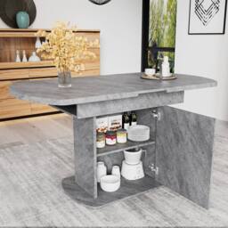 BTM Extendable oval dining table with storage, modern minimalist design in Grey - thumbnail 3