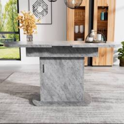 BTM Extendable oval dining table with storage, modern minimalist design in Grey - thumbnail 4