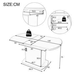 BTM Extendable oval dining table with storage, modern minimalist design in Grey - thumbnail 6
