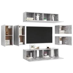 Berkfield Home 8 Piece TV Cabinet Set Concrete Grey Engineered Wood - thumbnail 3