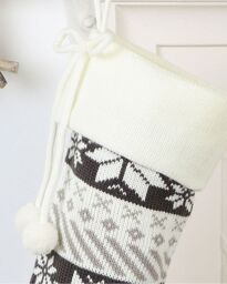 Dibor Set of 4 Grey & White Fair Isle Snowflake Xmas Gift Christmas Stocking - Size: 4 Pack - thumbnail 4