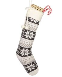 Dibor Set of 4 Grey & White Fair Isle Snowflake Xmas Gift Christmas Stocking - Size: 4 Pack - thumbnail 2