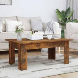 Berkfield Home Coffee Table Smoked Oak 100x60x42 cm Engineered Wood in Brown - Size: 100 x 60 x 42 cm - thumbnail 2