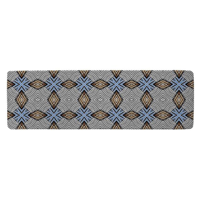 Benjamin Tate Design Abstract Geometric Roughly Hatched Shapes Colored With Hand Drawn Brush Stokes Runner Rug in Natural - Size: 67 cm x 230 cm - image 1