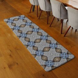 Benjamin Tate Design Abstract Geometric Roughly Hatched Shapes Colored With Hand Drawn Brush Stokes Runner Rug in Natural - Size: 67 cm x 230 cm - thumbnail 2