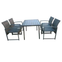 FURNITURE ONE 4 Seater Patio Dining Set with 120*84*72 CM Rectangular Table in Brown - Size: 4 Person - thumbnail 4
