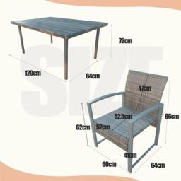 FURNITURE ONE 4 Seater Patio Dining Set with 120*84*72 CM Rectangular Table in Brown - Size: 4 Person - thumbnail 6