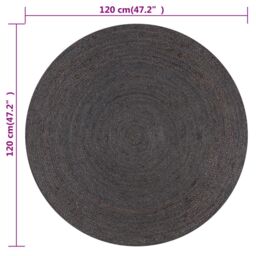 Berkfield Home Handmade Rug Jute Round 120 cm Dark Grey - Size: 100 cm diameter - thumbnail 6