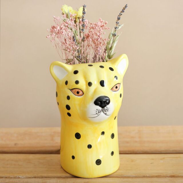 Lisa Angel Women's Ceramic Leopard Head Vase in Yellow - image 1