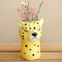 Lisa Angel Women's Ceramic Leopard Head Vase in Yellow - thumbnail 1