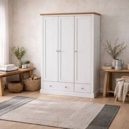 Wyld Haus Ardee 3 Doors Wardrobe with 3 Drawers White & Natural Oak