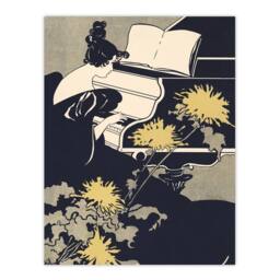 "Artery8 Miss Traumerei Piano Book Cover Vintage Wall Art Print Ethel Reed in Black - Size: W12"" x H16""" - thumbnail 1