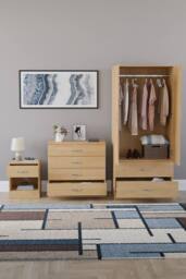 HD Designs Riano 3 Piece Bedroom Set with 4 Drawer Chest & Wardrobe in Brown - thumbnail 6