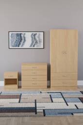 HD Designs Riano 3 Piece Bedroom Set with 4 Drawer Chest & Wardrobe in Brown - thumbnail 2