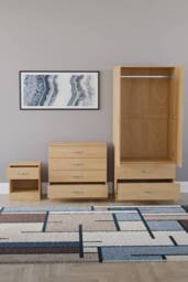 HD Designs Riano 3 Piece Bedroom Set with 4 Drawer Chest & Wardrobe in Brown - thumbnail 4
