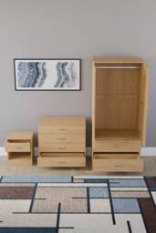 HD Designs Riano 3 Piece Bedroom Set with 4 Drawer Chest & Wardrobe in Brown - thumbnail 5