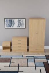 HD Designs Riano 3 Piece Bedroom Set with 4 Drawer Chest & Wardrobe in Brown - thumbnail 3