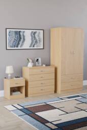 HD Designs Riano 3 Piece Bedroom Set with 4 Drawer Chest & Wardrobe in Brown - thumbnail 1