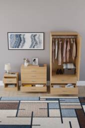 HD Designs Riano 3 Piece Bedroom Set with 4 Drawer Chest & Wardrobe in Brown - thumbnail 7