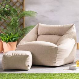 icon Bean Bag Armchair & Footstool Outdoor Woven in Natural - thumbnail 2