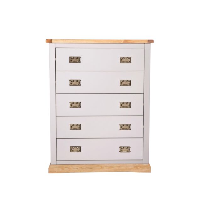 Cabinet Bits Bomporto 5 Drawer Chest of Drawers Bras Drop Handle in Light Grey - image 1