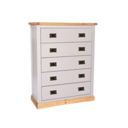 Cabinet Bits Bomporto 5 Drawer Chest of Drawers Bras Drop Handle in Light Grey - thumbnail 2