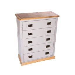 Cabinet Bits Bomporto 5 Drawer Chest of Drawers Bras Drop Handle in Light Grey - thumbnail 3