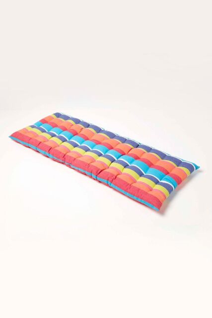 Homescapes Garden Bench Cushion Luxury 2 Seat Cotton Multi Striped Indoor Outdoor Pad - image 1