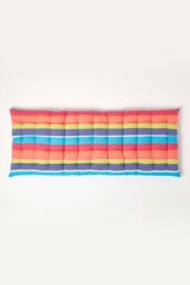Homescapes Garden Bench Cushion Luxury 2 Seat Cotton Multi Striped Indoor Outdoor Pad - thumbnail 3