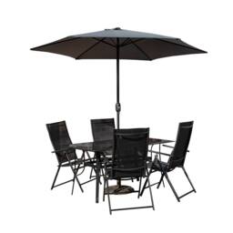 Samuel Alexander Outdoor 4 Person Glass Top Garden Table Chairs, Havana Parasol & Base in Grey - thumbnail 8