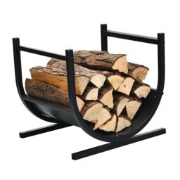 Costway U-Shaped Firewood Log Rack Wood Storage Holder Firewood Storage Rack Fireplace in Black - thumbnail 5