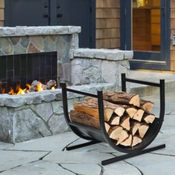 Costway U-Shaped Firewood Log Rack Wood Storage Holder Firewood Storage Rack Fireplace in Black - thumbnail 4