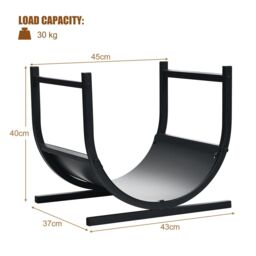 Costway U-Shaped Firewood Log Rack Wood Storage Holder Firewood Storage Rack Fireplace in Black - thumbnail 2