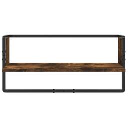 Berkfield Home Decorative 4 Piece Wall Shelf Set with Bars Smoked Oak Engineered Wood in Brown - thumbnail 9