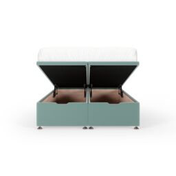Bedmaster Plush Velvet Ottoman Divan Base & Square Headboard in Duck Egg Blue - Size: Double - thumbnail 2