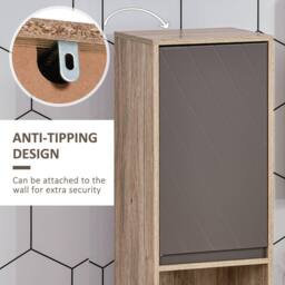 Wyld Haus Kaeldo Slim Bathroom Storage Cabinet Grey & Oak Adjustable Shelves - thumbnail 8
