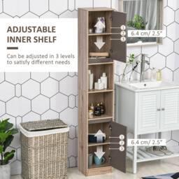 Wyld Haus Kaeldo Slim Bathroom Storage Cabinet Grey & Oak Adjustable Shelves - thumbnail 7