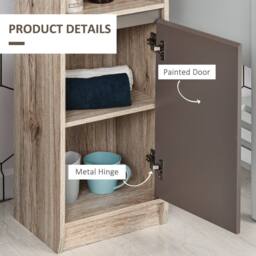 Wyld Haus Kaeldo Slim Bathroom Storage Cabinet Grey & Oak Adjustable Shelves - thumbnail 6