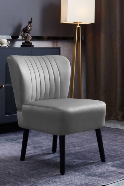 Groundlevel Crushed Velvet Shell Accent Chair in Silver - image 1