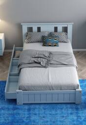 Somnior Elwood 3FT Single Solid Wooden Blue Bed with Mattress & 3 Drawers - thumbnail 1