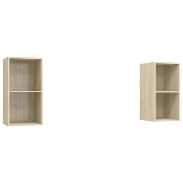 Berkfield Home Wall-mounted TV Cabinets 2 pcs Sonoma Oak Engineered Wood in Light Tan - image 1