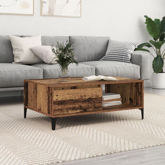 Berkfield Home Coffee Table Old wood 90 x 60 x 35 cm Engineered wood in Brown - image 1