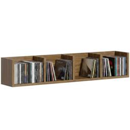 HOMCOM Wooden Wall-Mounted Storage Media Display Shelf Center Rack, Walnut - thumbnail 2