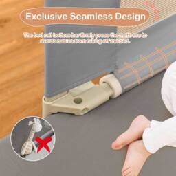 Costway 196cm Height Adjustable Bed Rail with Double Safet in Grey - thumbnail 4