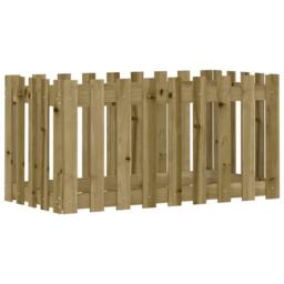 Berkfield Home Garden Raised Bed with Fence Design 100x50x50 cm Impregnated Wood Pine in Brown - Size: 100 x 50 x 50 cm - thumbnail 1