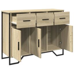 Berkfield Home Sideboard Sonoma Oak 97x32.5x74.5 cm Engineered Wood in Brown - thumbnail 5