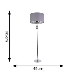 ValueLights Marissa Grey & Metallic Chrome Shade Brushed Gold Stacked Floor Lamp & Bulb - thumbnail 7