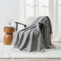 Allure Bath Fashions Aisling Super Soft Faux Fur Tasselled Sofa Throw Blanket in Dark Grey - Size: 130 cm x 170 cm - thumbnail 3