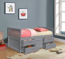 Comfy Living Ltd 3ft Wooden Captains Bed With Drawers & Storage in Grey - Size: Single - thumbnail 3